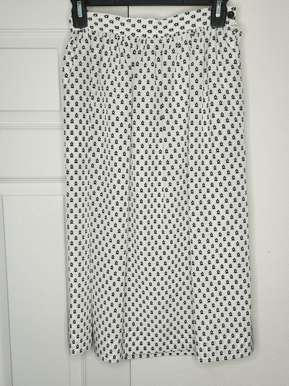Kanchichi For Maison Louvre Black White Geometric Print Midi Skirt